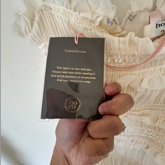 HOUSE OF CB‎ 'Solana' Ivory Sequin Pleat Maxi Dress white NWT size Small - Picture 9 of 12